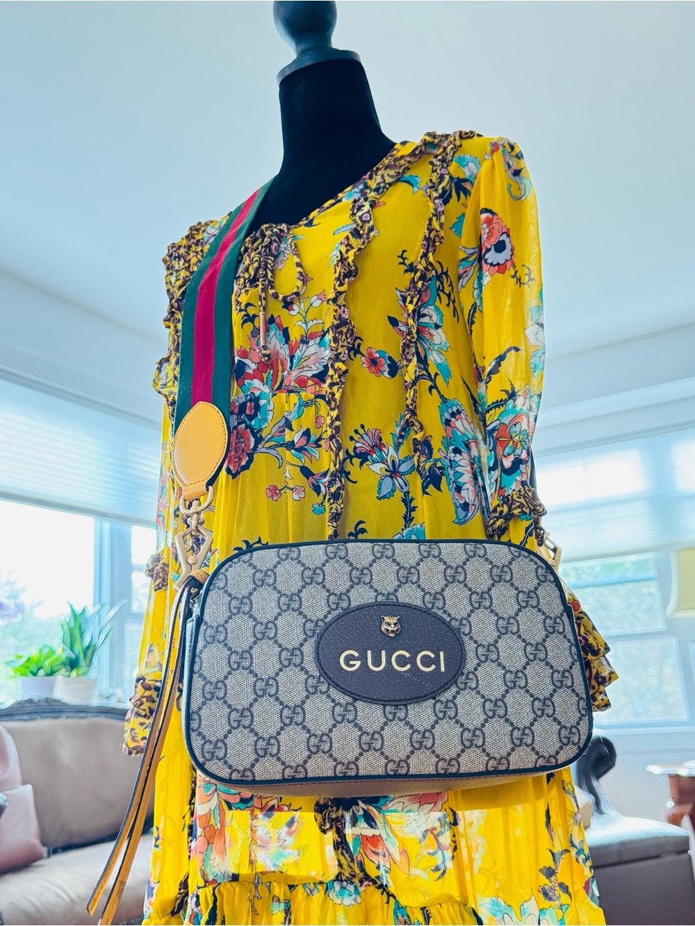 GUCCI GG Supreme Monogram Web Neo Vintage Camera Bag Beige New Acero Crop - Picture 15 of 15